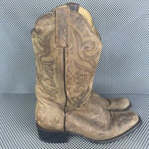 J.B Dillon Cowboy Boots Men's 10 B Brown Goat Leather Western Made In Mexico.